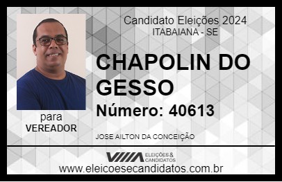 Candidato CHAPOLIN DO GESSO 2024 - ITABAIANA - Eleições