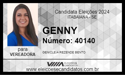 Candidato GENNY 2024 - ITABAIANA - Eleições