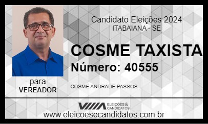 Candidato COSME TAXISTA 2024 - ITABAIANA - Eleições