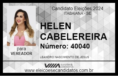 Candidato HELEN CABELEREIRA 2024 - ITABAIANA - Eleições