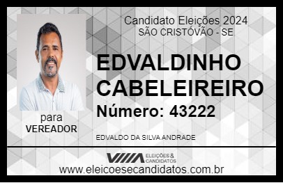 Candidato EDVALDINHO CABELEIREIRO 2024 - SÃO CRISTÓVÃO - Eleições