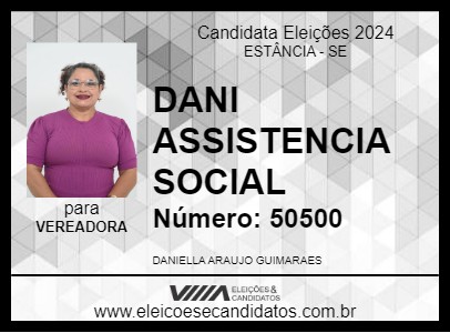 Candidato DANI ASSISTENTE SOCIAL 2024 - ESTÂNCIA - Eleições