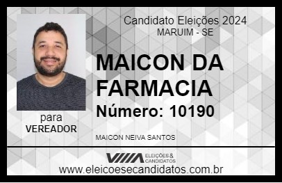 Candidato MAICON DA FARMACIA 2024 - MARUIM - Eleições