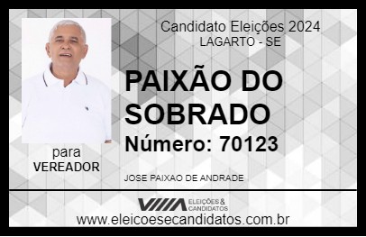 Candidato PAIXÃO DO SOBRADO 2024 - LAGARTO - Eleições