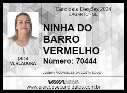 Candidato NINHA DO BARRO VERMELHO 2024 - LAGARTO - Eleições