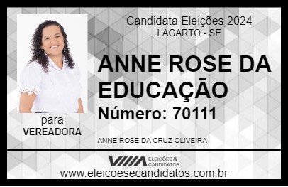 Candidato ANNE ROSE DA EDUCAÇÃO 2024 - LAGARTO - Eleições