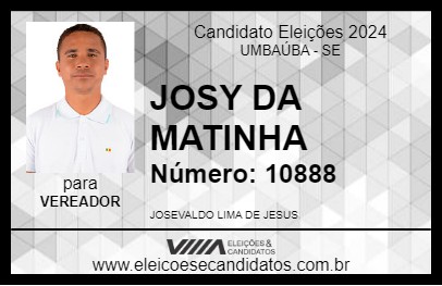 Candidato JOSY DA MATINHA 2024 - UMBAÚBA - Eleições