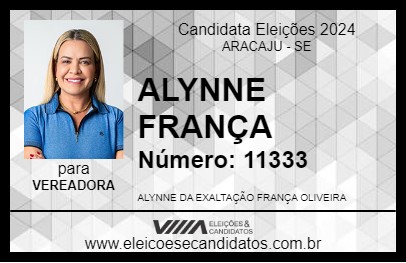 Candidato ALYNNE FRANÇA 2024 - ARACAJU - Eleições