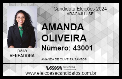 Candidato AMANDA OLIVEIRA 2024 - ARACAJU - Eleições