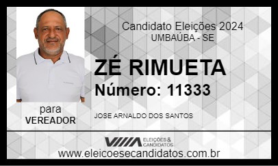 Candidato ZÉ RIMUETA 2024 - UMBAÚBA - Eleições