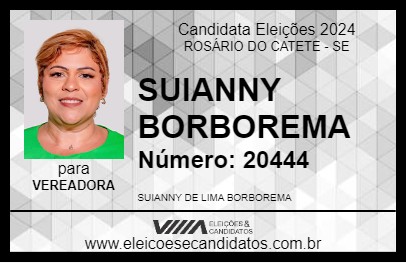 Candidato SUIANNY BORBOREMA 2024 - ROSÁRIO DO CATETE - Eleições