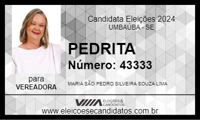 Candidato PEDRITA 2024 - UMBAÚBA - Eleições