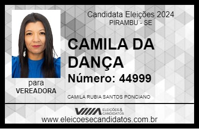 Candidato CAMILA DA DANÇA 2024 - PIRAMBU - Eleições