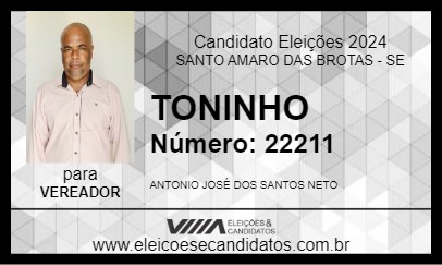 Candidato TONINHO 2024 - SANTO AMARO DAS BROTAS - Eleições