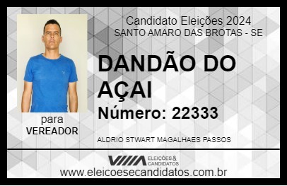 Candidato DANDÃO DO AÇAI 2024 - SANTO AMARO DAS BROTAS - Eleições