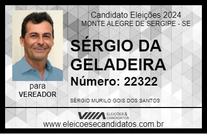 Candidato SÉRGIO DA GELADEIRA 2024 - MONTE ALEGRE DE SERGIPE - Eleições