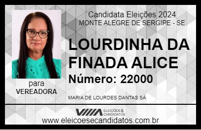 Candidato LOURDINHA DA FINADA ALICE 2024 - MONTE ALEGRE DE SERGIPE - Eleições