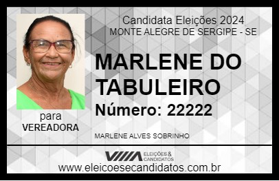 Candidato MARLENE DO TABULEIRO 2024 - MONTE ALEGRE DE SERGIPE - Eleições