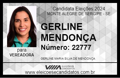 Candidato GERLINE MENDONÇA 2024 - MONTE ALEGRE DE SERGIPE - Eleições