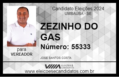 Candidato ZEZINHO DO GAS 2024 - UMBAÚBA - Eleições