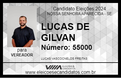 Candidato LUCAS DE GILVAN 2024 - NOSSA SENHORA APARECIDA - Eleições