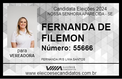 Candidato FERNANDA DE FILEMON 2024 - NOSSA SENHORA APARECIDA - Eleições