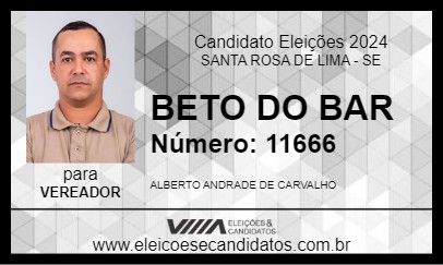 Candidato BETO DO BAR 2024 - SANTA ROSA DE LIMA - Eleições