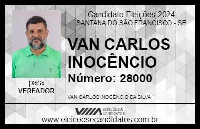 Candidato VAN CARLOS INOCÊNCIO 2024 - SANTANA DO SÃO FRANCISCO - Eleições