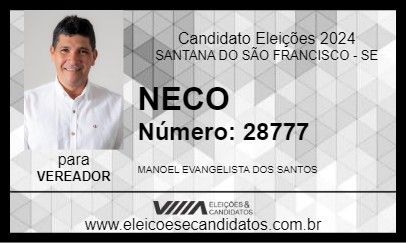 Candidato NECO 2024 - SANTANA DO SÃO FRANCISCO - Eleições