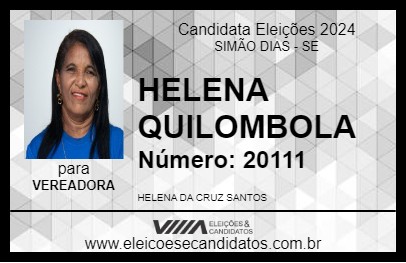 Candidato HELENA QUILOMBOLA 2024 - SIMÃO DIAS - Eleições