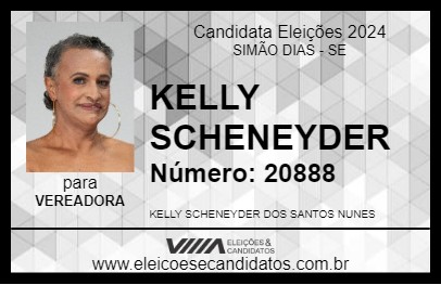 Candidato KELLY SCHENEYDER 2024 - SIMÃO DIAS - Eleições