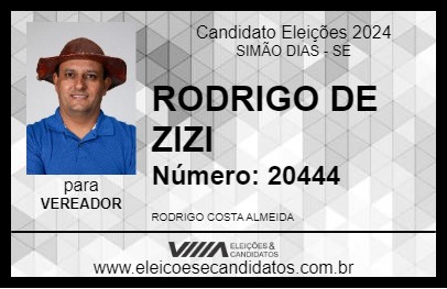 Candidato RODRIGO DE ZIZI 2024 - SIMÃO DIAS - Eleições