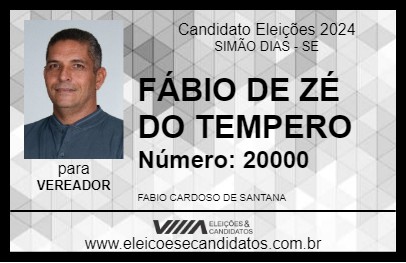 Candidato FÁBIO DE ZÉ DO TEMPERO 2024 - SIMÃO DIAS - Eleições