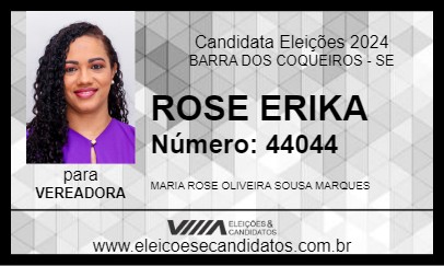 Candidato ROSE ERIKA 2024 - BARRA DOS COQUEIROS - Eleições