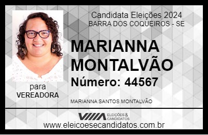 Candidato MARIANNA MONTALVÃO 2024 - BARRA DOS COQUEIROS - Eleições