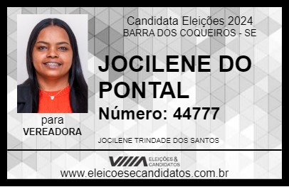 Candidato JOCILENE DO PONTAL 2024 - BARRA DOS COQUEIROS - Eleições