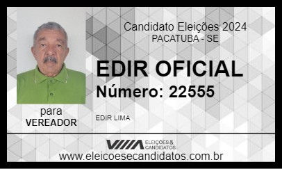 Candidato EDIR OFICIAL 2024 - PACATUBA - Eleições