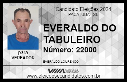 Candidato EVERALDO DO TABULEIRO 2024 - PACATUBA - Eleições