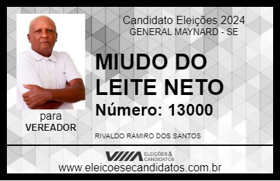 Candidato MIUDO DO LEITE NETO 2024 - GENERAL MAYNARD - Eleições