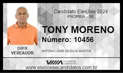 Candidato TONY MORENO 2024 - PROPRIÁ - Eleições