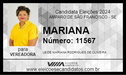 Candidato MARIANA 2024 - AMPARO DE SÃO FRANCISCO - Eleições