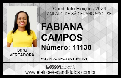 Candidato FABIANA CAMPOS 2024 - AMPARO DE SÃO FRANCISCO - Eleições