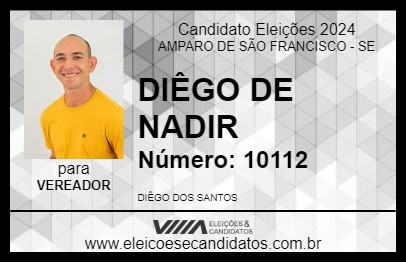 Candidato DIÊGO DE NADIR 2024 - AMPARO DE SÃO FRANCISCO - Eleições