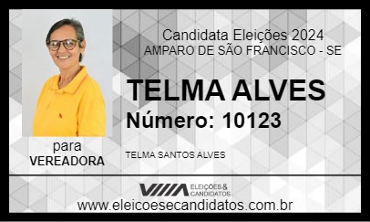 Candidato TELMA ALVES 2024 - AMPARO DE SÃO FRANCISCO - Eleições