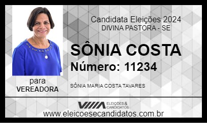 Candidato SÔNIA COSTA 2024 - DIVINA PASTORA - Eleições