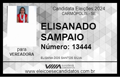 Candidato ELISANA DO SAMPAIO 2024 - CARMÓPOLIS - Eleições