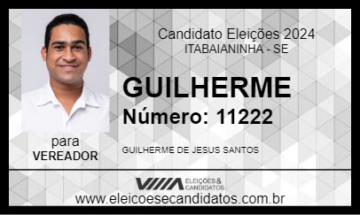 Candidato GUILHERME 2024 - ITABAIANINHA - Eleições