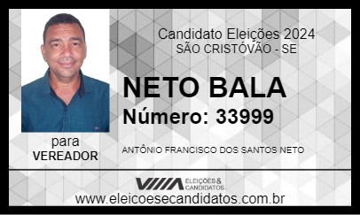 Candidato NETO BALA 2024 - SÃO CRISTÓVÃO - Eleições