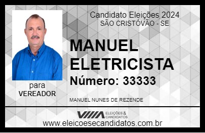 Candidato MANUEL ELETRICISTA 2024 - SÃO CRISTÓVÃO - Eleições