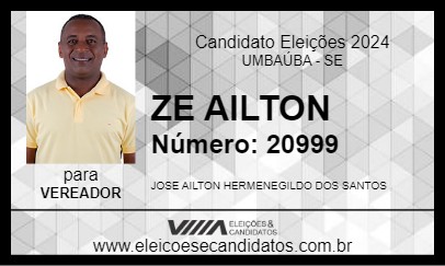 Candidato ZE AILTON DO IMBÉ 2024 - UMBAÚBA - Eleições